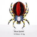 Halloween hanging paper honeycomb spider decoration with blue patterned legs, 19x25cm - Blue Spider
