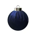 Elegante donkerblauwe fluwelen kerstbal voorzien van een zilveren metalen ophanglus - Saffierblauw