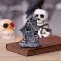 Detailed grey Halloween haunted house miniature figurine decoration, 10.5x7x5.5 cm - Pumpkin Haunted House - Left Style