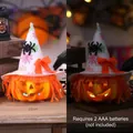 Lanterna di zucca di Halloween con cappello da strega per decorazione festa festiva - 22x28cm / Lanterna a Zucca con Cappello Bianco