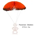 Halloween orange honeycomb parachute decoration with hanging paper skeleton figure - Skull