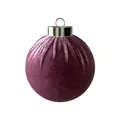 Paarse fluwelen kerstbal met gestructureerd oppervlak en zilveren ophangoog kap - Fuchsia