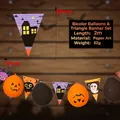 Halloween banner set including uninflated balloons and triangular flags, 2m total length. - Two-Tone Balloon with Flag Style