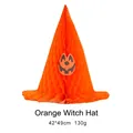 Festive orange paper honeycomb witch hat Halloween decoration for party 42x49cm size - Orange