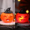 Glowing Halloween pumpkin lantern with wizard hat and built-in button battery included - Handheld Starry Pumpkin Light B