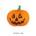Halloween themed orange paper honeycomb pumpkin lantern decoration for party 23x25cm - Little Pumpkin Green