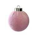 Elegante roze met fluweel beklede kerstbal met een gepolijste zilveren ophanglus - Roze