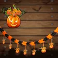 2m Halloween banner with orange and black honeycomb paper pumpkins and creepy pendants - Two-Tone Pumpkin Pendant Style