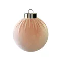 Elegante perzik fluwelen kerstbal met een getextureerde geplooide stoffen afwerking - Wit Roze