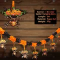 Halloween decoration banner garland 2m length with pumpkin and spider skull pendants - Two-Tone Spider Pendant Style