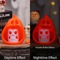 Halloween glowing pumpkin lantern with skull decoration, includes button battery, day night view - Handheld Skeleton Pumpkin Light