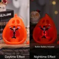 Halloween pumpkin lantern with vampire figurine, LED light-up effect, battery included - Handheld Grim Reaper Pumpkin Light