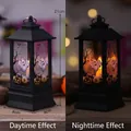 Halloween ghost LED lantern decoration showing day and night glow effects - Large Square Ghost Lantern