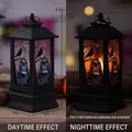Halloween LED lantern with spooky skull and crow patterns, battery-operated decor - Large Square Monster Lantern