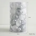 Set of white and silver Christmas ornament balls in a 26cm tall cylindrical box. - 25 Pieces/Pack (6cm) / Silver and White (Style B)