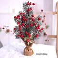 35 cm hoge decoratieve kerstboom met rode bessen en een met jute omwikkelde voet - Stijl F (ZSXSK) / 35cm