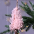 Handmade 14cm pink feather Christmas tree ornament hanging pendant for festive decor - Height 14cm / Feather Xmas Tree-Pink
