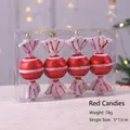 Set di 4 bellissime decorazioni natalizie a forma di caramella rossa e bianca, 5x13cm - Caramella / Set di 4 / Rosso