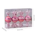 Set di 4 addobbi natalizi a forma di caramella rosa glitterata in scatola, 20x13x5 cm - Caramella / Set di 4 / Rosa
