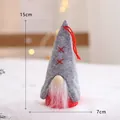 Decorative handmade Christmas gnome ornament with grey felt hat and white beard, 15cm height - 15cm / Gray Cross Pattern Hat