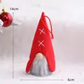 Festive red plush Christmas gnome ornament with grey beard and wooden nose in 14cm size - 15cm / Red Cross Pattern Hat