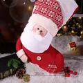 Grande calza di Natale lavorata a maglia con figura di Babbo Natale 3D in rosso e bianco - Serie a maglia / Lavorato a Maglia - Babbo Natale