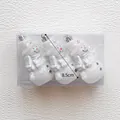 Set di tre decorazioni natalizie a pupazzo di neve bianco glitterato in scatola trasparente, 8,5cm - Albero Pupazzo di Neve / Set di 3 / Bianco