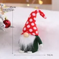 Handmade Christmas gnome plush with red polka dot knitted hat and green body, 25cm x 14cm - 22cm / Red Polka Dot Hat