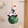 Festive green metal Christmas bell ornament featuring a cute snowman, 9cm height - Bell Snowman