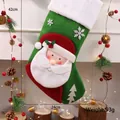 Calza natalizia verde festosa con Babbo Natale, bordo in peluche bianco, misura 24x42cm - Babbo Natale Cartone Animato