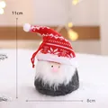 Festive Santa Claus plush ornament with red snowflake knitted hat, 11cm x 8cm size info - 11cm / Red Snowflake Curved Hat