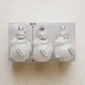Set di 3 decorazioni natalizie a forma di pupazzo di neve glitterato bianco in scatola 8cm - Cross-legged snowman / Set di 3 / Bianco
