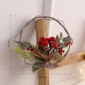 Rustic 18cm Christmas wreath with red berries and burlap bow for home wall decor - Small Red Berry Wreath