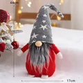 Decorative Christmas gnome plush doll featuring a grey star knitted hat and red body - 22cm / Gray Star Hat