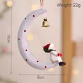 Metal snowman on crescent moon Christmas hanging ornament with bell decoration - Snowman Moon
