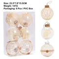 Lot de 6 boules de Noël transparentes avec ficelle et fleurs séchées en boîte PVC - Lot de 6 / 6cm / Chanvre Style C