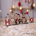 Houten kerstdecoratie 'HO HO HO' met kerstman sneeuwpop en rendier figuren - HOHO Letter Ornament