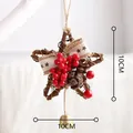 Handmade twig Christmas star hanging ornament with red berries and bell, 10cm x 10cm size - Mini Berries Star
