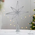 Silver glitter eight-pointed star Christmas tree topper with spiral base 25x30cm - Eight-pointed Star (25*30cm) / Silver