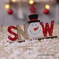 Houten kerstbordje SNOW met sneeuwpop voor tafeldecoratie, feestelijke sfeer - SNOW Letter Ornament