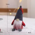 Handmade Christmas gnome plush ornament with red body and grey pointed hat 14cm height - 14cm / Red Velvet Gray Hat