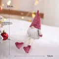 Handmade Christmas gnome plush ornament with long dangling legs and pink velvet hat - 14cm Long Legs / Pink