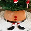 Gingerbread man themed Christmas tree collar base skirt with dimensions 43x60x25 cm - Large (For Over 1.8m Trees) / Dangling Leg Style - Brown