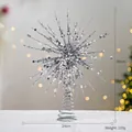 Elegant silver sequined starburst Christmas tree topper with spiral base, 30cm height - Exploding Star (24x30cm) / Silver