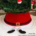 Festive red Santa Claus themed Christmas tree collar for tree base decoration and cover - Large (For Over 1.8m Trees) / Belt Style - Red