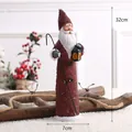 Figurine de Père Noël rustique de 32 cm avec lanterne et bâton pour décoration de Noël - Père Noël avec Lanterne