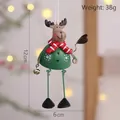 Handcrafted iron Christmas reindeer hanging ornament with red scarf and green body - Reindeer with Dangle Legs