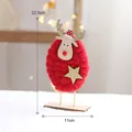 Handgemaakte kerst rendier tafeldecoratie van rode wol met gouden ster 22.5cm hoog - Rond Rood Groot Houten Gezicht Hert