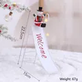 Decorative Christmas snowman iron slide ornament with Welcome lettering, 22.5cm height - Snowman on White Slide