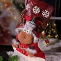 Chaussette de Noël festive en peluche avec renne et indication de taille de 44 cm - Élan Flocon de Neige